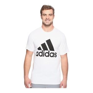 Adidas Men's White and Black Logo Tee
